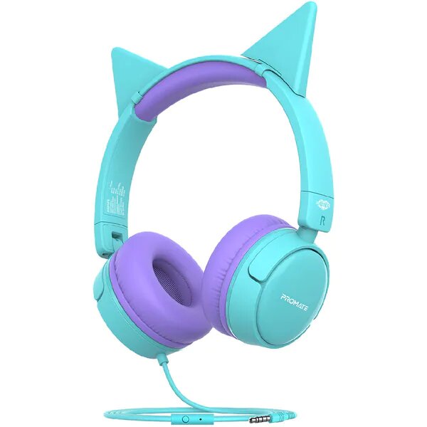 Casti Pentru Copii PROMATE Jewel, Cu fir, On-ear, Microfon, Albastru-Mov