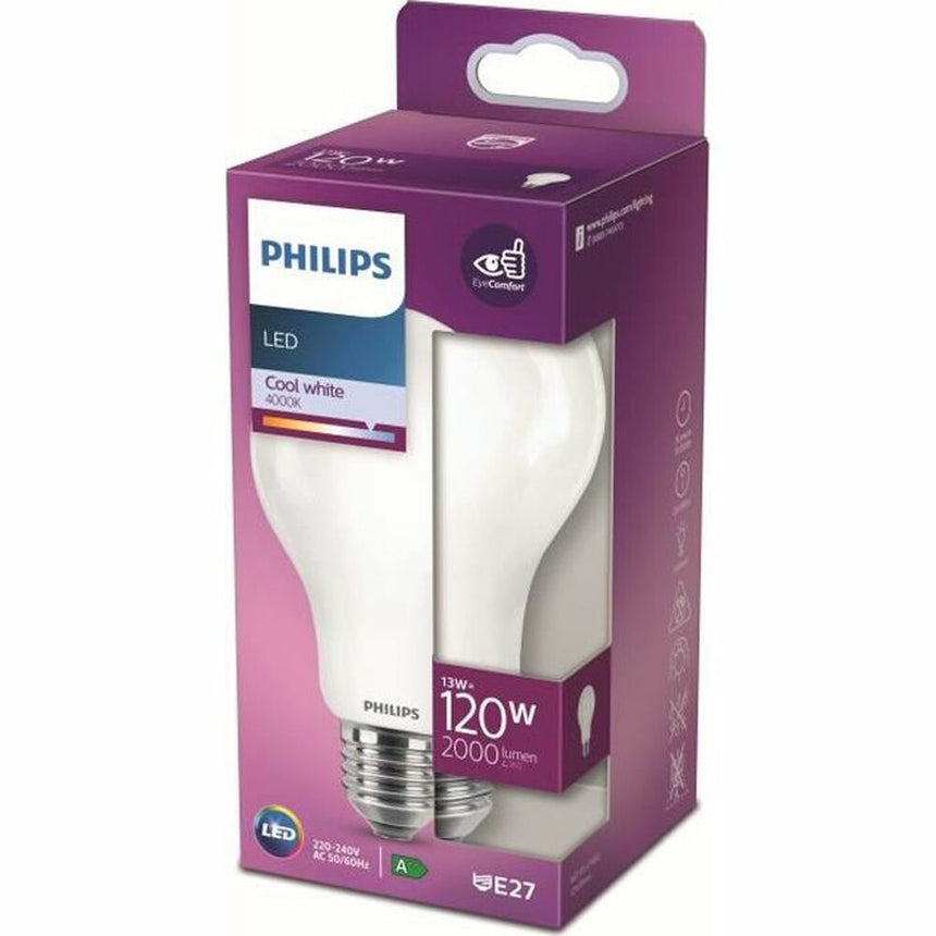 Bec LED Philips Classic A67, E27, 13W (120W), 2000 lm, lumina alba rece (4000K), clasa energetica D
