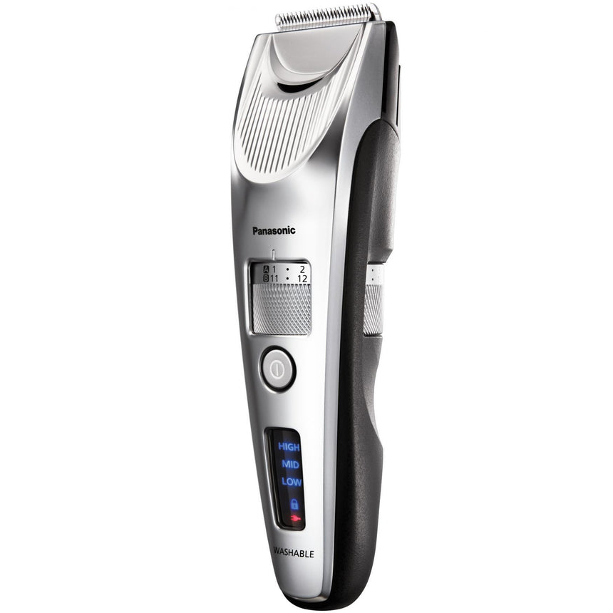 Aparat de tuns Panasonic ER-SC60-S803, lavabil, motor liniar de mare viteza, 1-20mm, 38 de trepte, design ergonomic, Li-ion, Argintiu