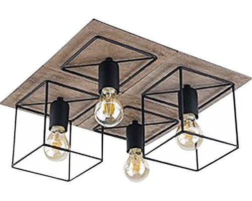 Plafoniera Coba E27 Max. 4x60w, Negru/maro Antic