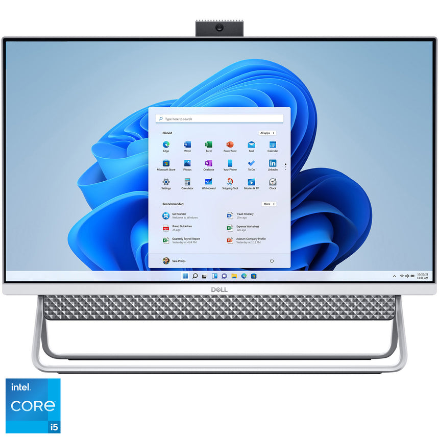 Sistem All-in-One Dell Inspiron 5400 cu procesor Intel® Core™ i5-1135G7 pana la 4.20 GHz, Tiger Lake, 23.8", Full HD, Touch, 8GB DDR4, 256GB SSD + 1TB HDD, NVIDIA GeForce MX330 2GB, Windows 11 Home
