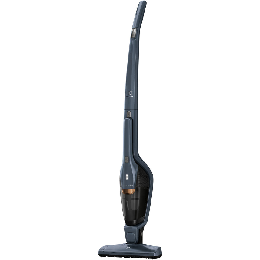 Aspirator vertical Electrolux Ergorapido EERC75DB, 27W, 0.5l, 18 V, 35 min autonomie, perie motorizata, baterie Lithium TurboPower, albastru denim