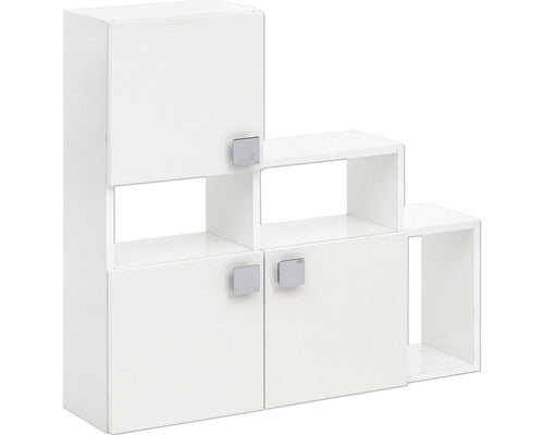 Dulap Baie Suspendat Edia O800, 3 Usi, PAL, 81,5x80 cm, Alb Lucios