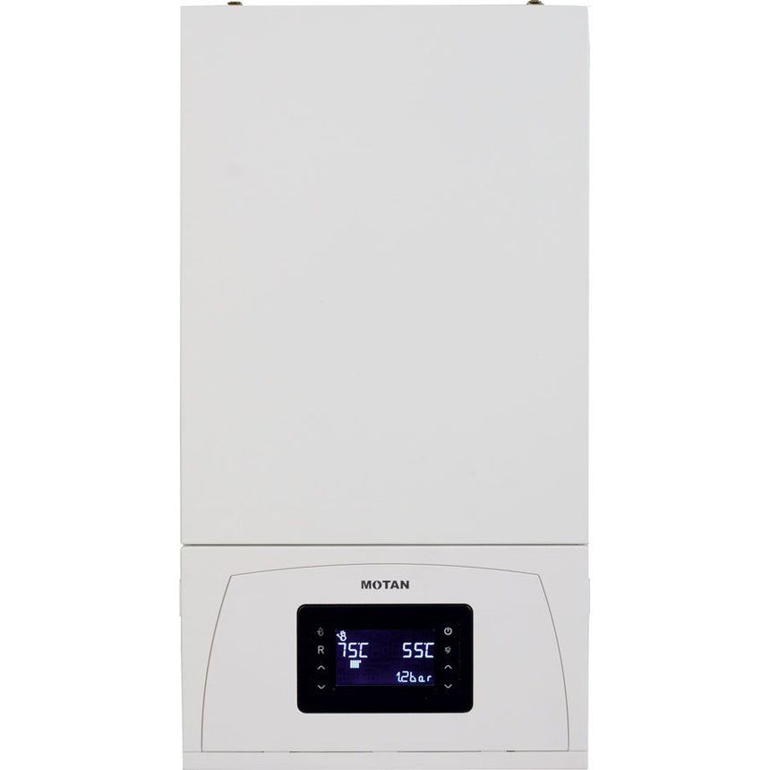 Centrala termica in condensare Motan Condens 100 C38GC25-PV1, 25 kw, schimbator principal inox, schimbator secundar supradimensionat, raport de modulare 1:10, grup hidraulic din composit, fara kit de evacuare