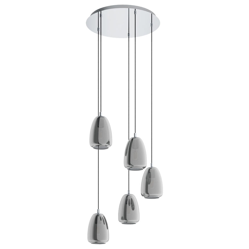 Pendul EGLO ALOBRASE 98617, E27 5X40W Ø540mm, Crom, negru transparent