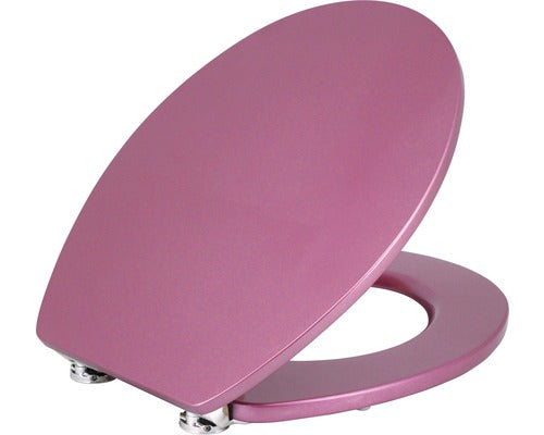 Capac WC form & style, usor detasabil, inchidere lenta, roz metalic 48,5x37 cm