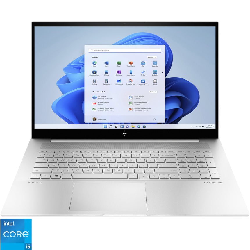 Laptop HP ENVY 17-ch1009nq cu procesor Intel® Core™ i5-1155G7, 17.3", Full HD, 16GB, 1TB SSD, Intel® Iris® Xᵉ Graphics, Windows 11 Home, Silver