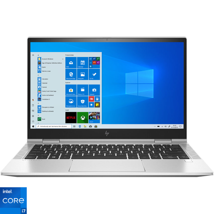 Laptop 2 in 1 HP EliteBook x360 G8 cu procesor Intel Core i7-1165G7, 13.3", Full HD, 16GB, 512GB SSD, Intel Iris Xe Graphics, Windows 10 Pro, Silver