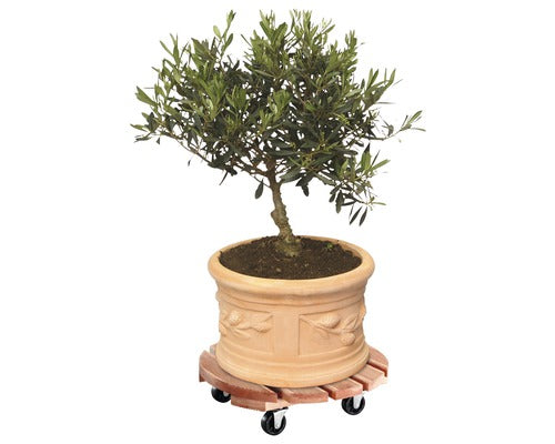 Suport Ghiveci Rotund Cu Roti Toksana, Ø 38 Cm, Lemn