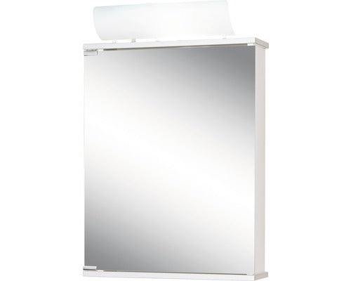 Dulap baie cu oglinda Jokey Entro, cu iluminare, PAL, 50x74 cm, alb aluminiu, IP 20