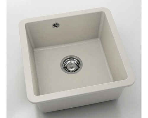 Chiuveta Bucatarie Cu O Cuva Fat Avangard 222 46x46 Cm Fara Picurator, Montare Sub Blat, Fatgranit Light Beige