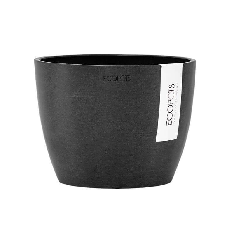 Ghiveci din plastic reciclat Ecopots Stockholm, 16 cm, Gri Inchis