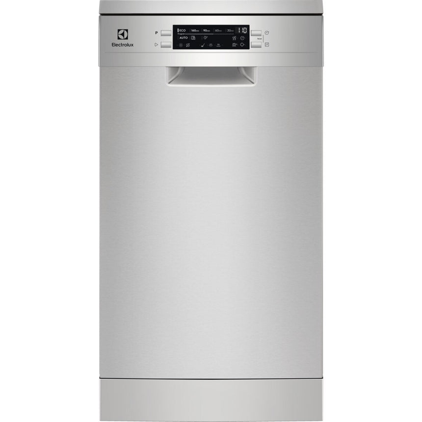 Masina de spalat vase Slim Electrolux ESG62300SX, 9 seturi, 8 programe, Air Dry, Motor Inverter, SatelliteClean, Display LED, 45 cm, Clasa D, Inox