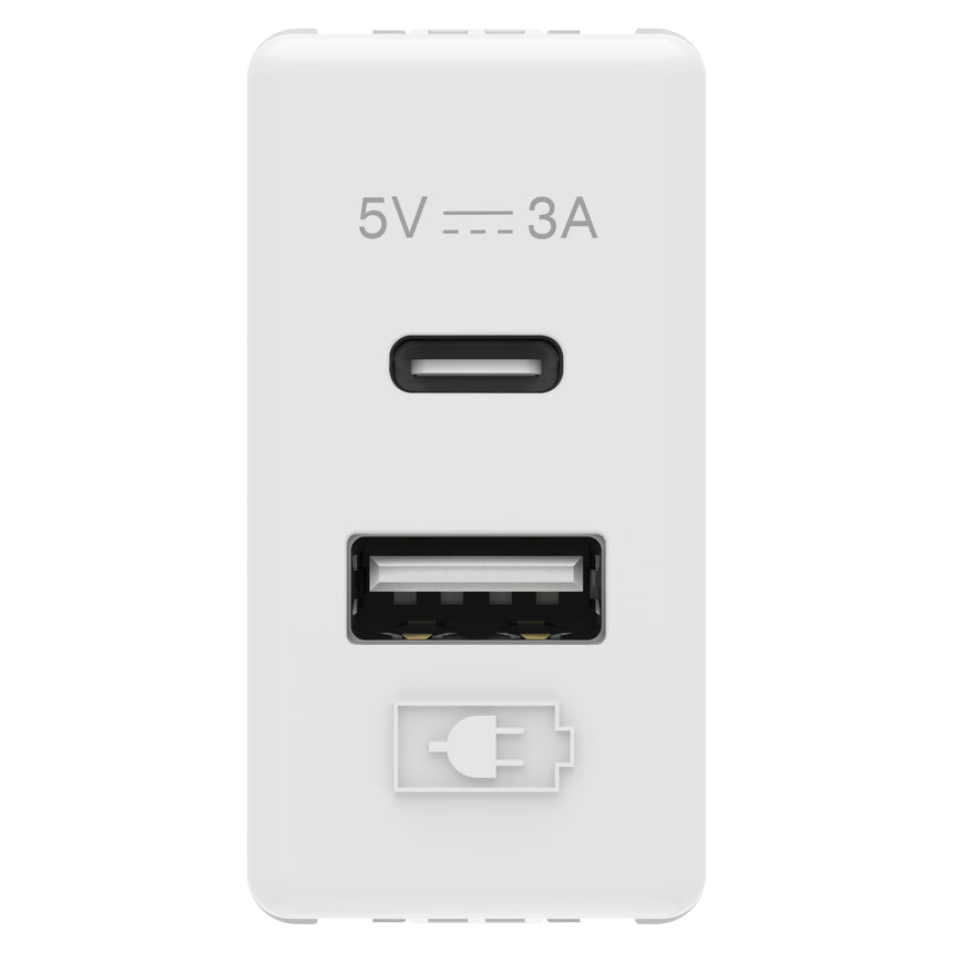 Priza USB tip A+C 1M 5V 3A Gewiss System alb