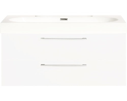 Set Mobilier Baie Somero, Include Baza Lavoar si Lavoar, 100 cm, Alb Lucios