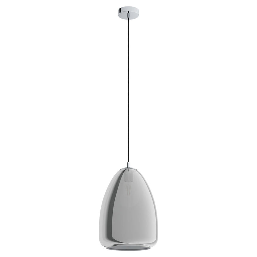 Pendul EGLO ALOBRASE 98614, E27, 1X40W Ø300mm, otel, crom, sticla, negru transparent