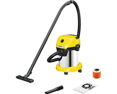 Aspirator, Karcher, WD 3 S V-17/4/20, uscat-umed, 1000 W, 17 l, galben/negru