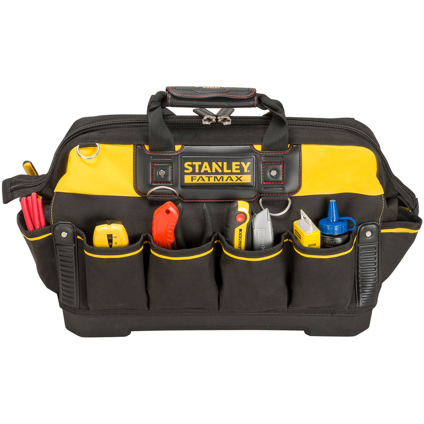 Geanta pentru scule Stanley FatMax 1-93-950, 18 inch, acces rapid la unelte, design cu fermoar larg, multiple buzunare interne si externe: pentru organizarea uneltelor mici sau a obiectelor personale, baza rigida impermeabila
