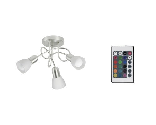 Plafoniera Cu Spoturi Dakar-c E14 3x4w, Becuri Led Rgb Incluse, Cu Telecomanda