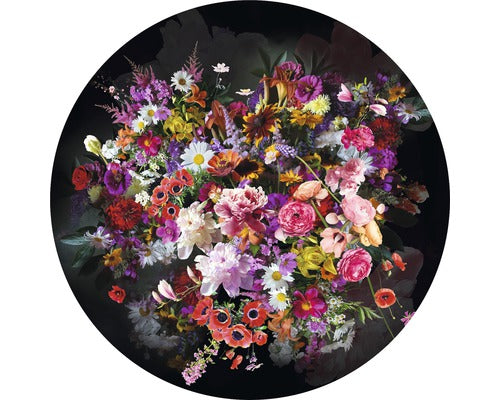 Tablou Sticla Rotund Flower Bouquet I Ø 20 Cm