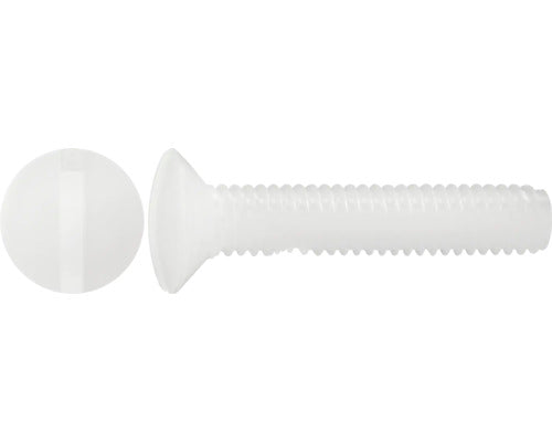 Suruburi Metrice Cu Cap Semibombat Drept Dresselhaus 3x10 Mm Din964 Plastic Alb, 100 Bucati