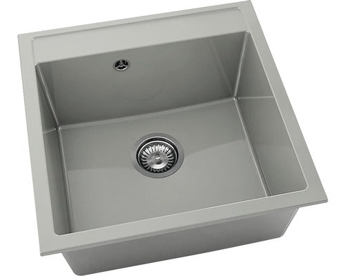 Chiuveta Bucatarie Cu O Cuva Fat Avangard 225 51x51 Cm, Fara Picurator, Marmura Compozita Gri Inox
