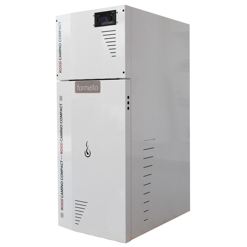 Centrala termica compacta pe peleti Fornello Rossi Camino Compact 35 kw, pompa de circulatie, vas expansiune, tiraj fortat, curatare manuala a arzatorului si a drumurilor de fum, Ecodesign, A+