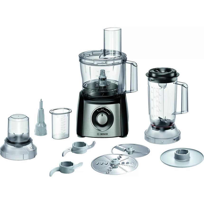 Robot de bucatarie Bosch MultiTalent 3 Plus MCM3PM386, 900 W, 2 viteze + Pulse, bol 2.3 l, Negru/ argintiu