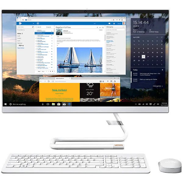 Sistem PC All in One LENOVO IdeaCentre A340-24IWL, 23.8" Full HD, Intel Core i3-10110U pana la 4.1GHz, 8GB, SSD 256GB, Intel UHD Graphics, Free Dos, Alb