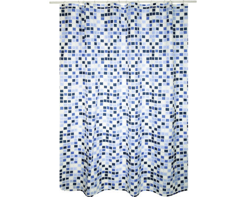 Perdea de Dus MSV Mosaiko Textil 180x200 cm Alb/Albastru