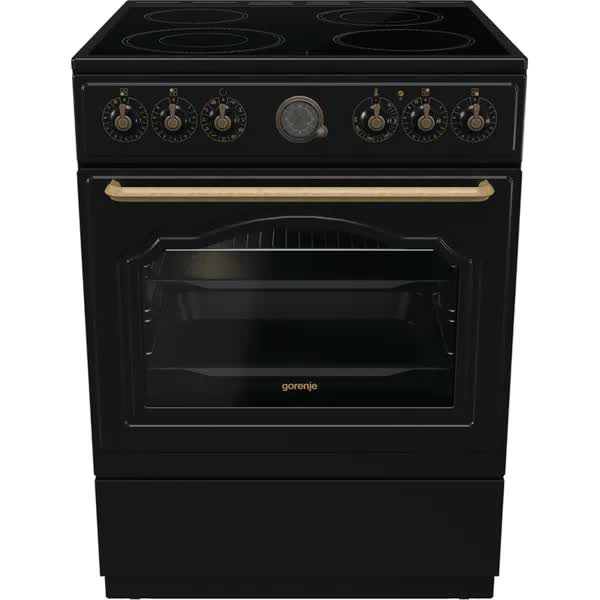 Aragaz GORENJE GECS6B70CLB, 4 arzatoare, Electric, L 60 cm, Airfry, Gatire asistata cu abur, Grill, Negru