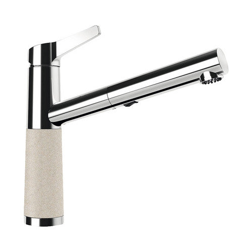 Baterie bucatarie cu dus extractibil SC-510, 2 tipuri de jet, cartus ceramic, Cristalite Sabbia