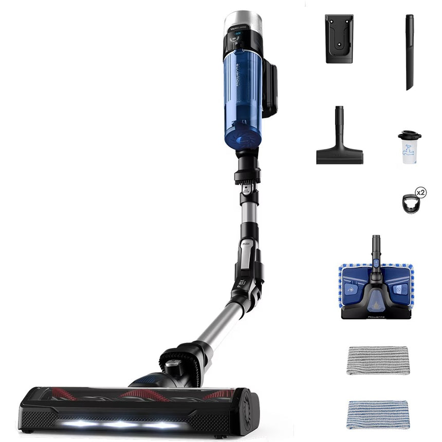 Aspirator vertical Rowenta X-Force Flex 9.60 Aqua RH20C0WO, 0.4 L, 250 W, Gri/Albastru