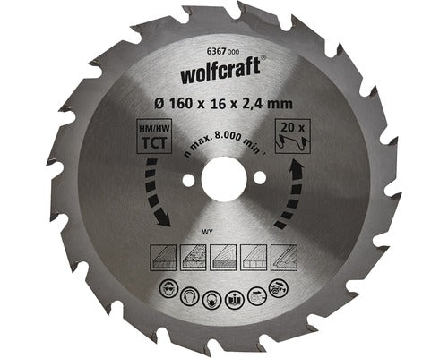 Disc Fierastrau Circular Wolfcraft Ø160x2,4x20 Mm 20 Dinti