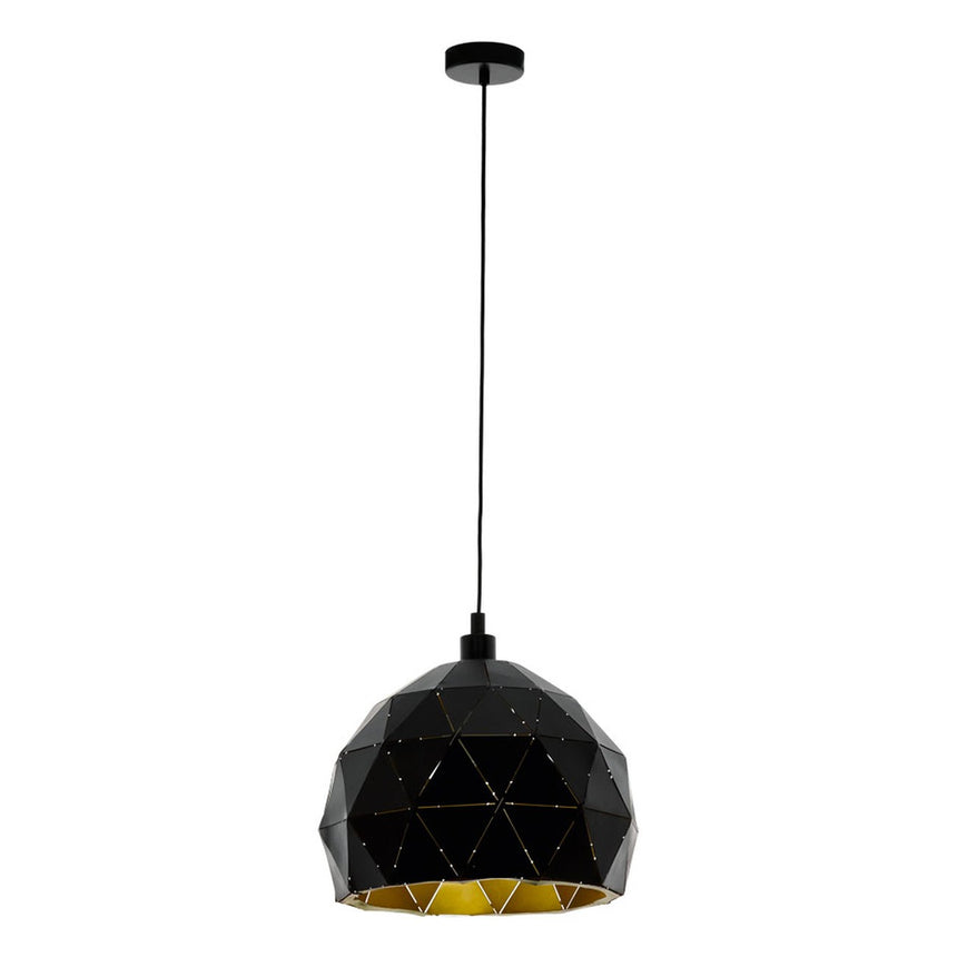 Pendul ROCCAFORTE, EGLO, 1xE27, otel, negru, auriu, 110 x 30 cm, inaltime reglabila