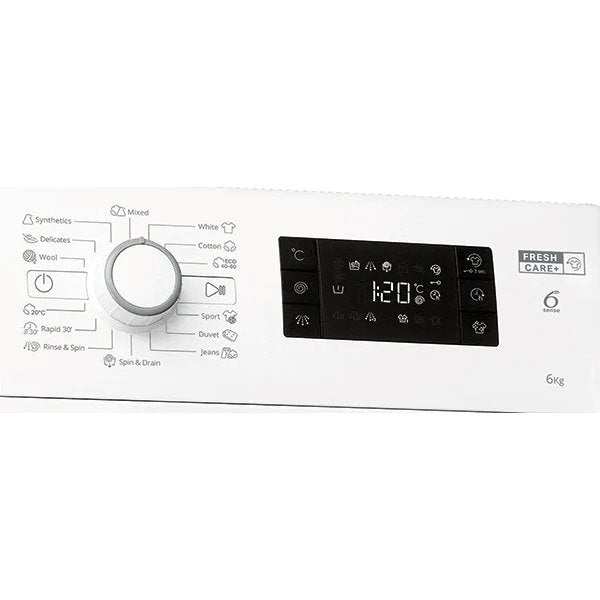 Masina de spalat rufe frontala WHIRLPOOL FWSG 61251 W EE N, 6th Sense, 6 kg, 1200rpm, Clasa F, Alb