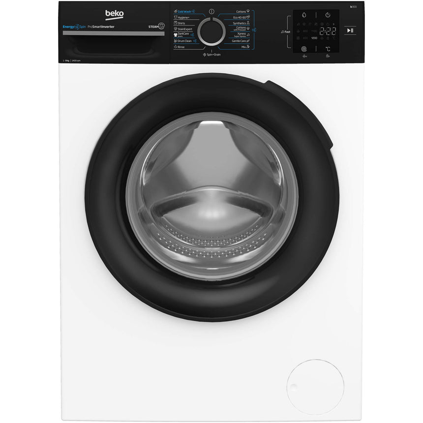 Masina de spalat rufe Beko BM3WFSU39413WBPB, 9Kg, 1400 RPM, Clasa A, Motor ProSmart Inverter, Aquawave, Alb