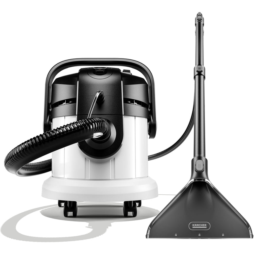 Aspirator cu spalare prin injectie-extractie Karcher SE 4 Plus, 1000 W, rezervor apa curata/murdara 4/4 l, duze injectie-extractie covoare/de mana/spatii inguste, duze aspirare umeda si uscata, detergent 1 l, 1.081-170.0, Alb