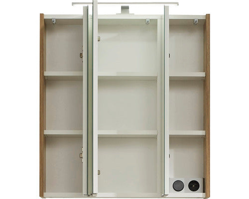 Dulap baie cu oglinda pelipal Quickset 353, iluminare LED, PAL, 65x16x70 cm stejar Riviera