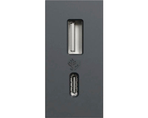 Priza Usb Dubla Schneider Unica Max. 2400 Mah 1x Usb Tip A+ 1x Usb Tip C, 1 Modul, Nuanta Antracit