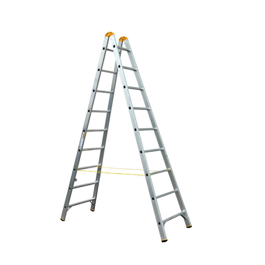 Scara profesionala Alverosal Forte Plus, 2 tronsoane, 9 trepte, 2.7 m