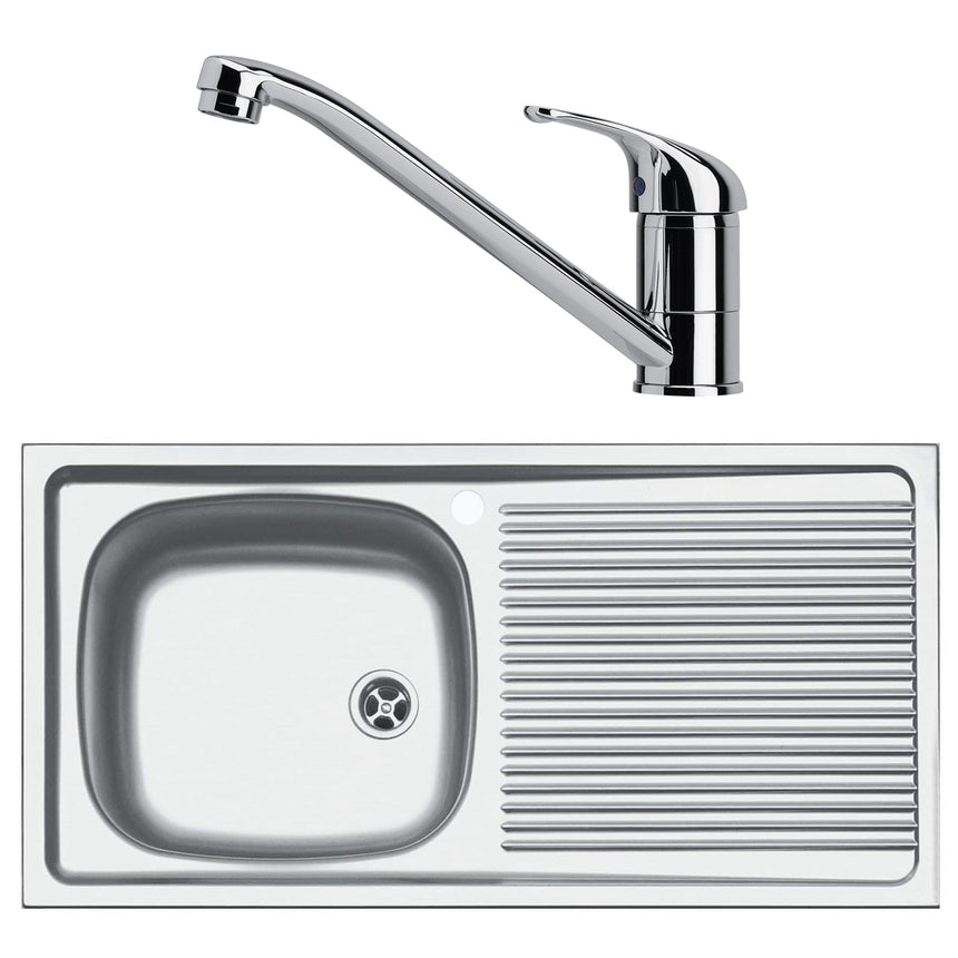 Pachet chiuveta bucatarie Franke ESN 611-86 + Baterie Franke Basic Crom,860x435mm, picurator dreapta, Inox lucios