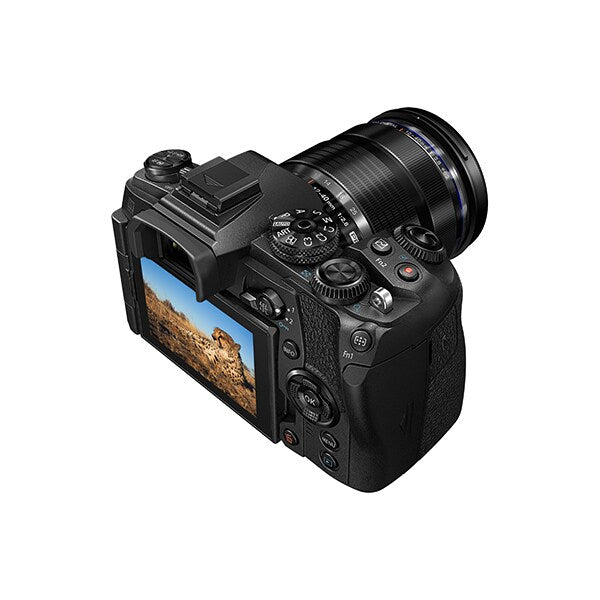 Set Aparat foto Mirrorless OLYMPUS E-M1 Mark II, Kit, 20.4 MP, 4K, Wi-Fi, plus Obiectiv M Zuiko ED 12-200mm, Negru