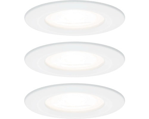 Spoturi incastrabile fixe Nova GU10 6,5W IP44, Ø78 mm, becuri LED incluse, alb mat, pachet 3 bucati