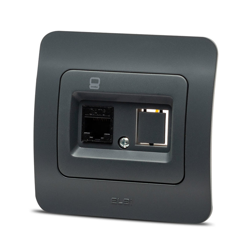 Priza UTP RJ45 Elbi Jazz Cat6 Incastrat Antracit ST