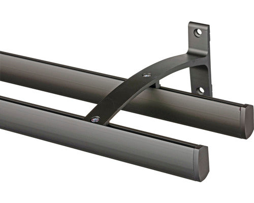 Galerie Dubla Aluminiu Melor, Prindere De Perete, Capat Aluminiu, Bronz 110 Cm