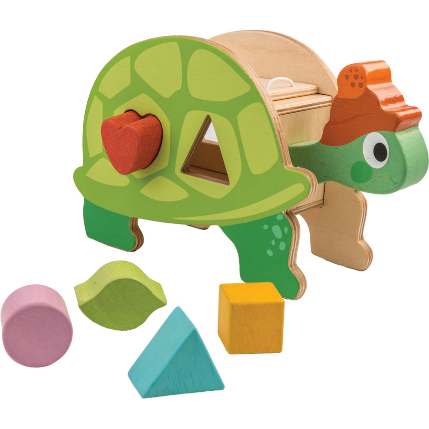 Jucarie de sortat din lemn Tender Leaf Toys - Broasca testoasa, 6 piese