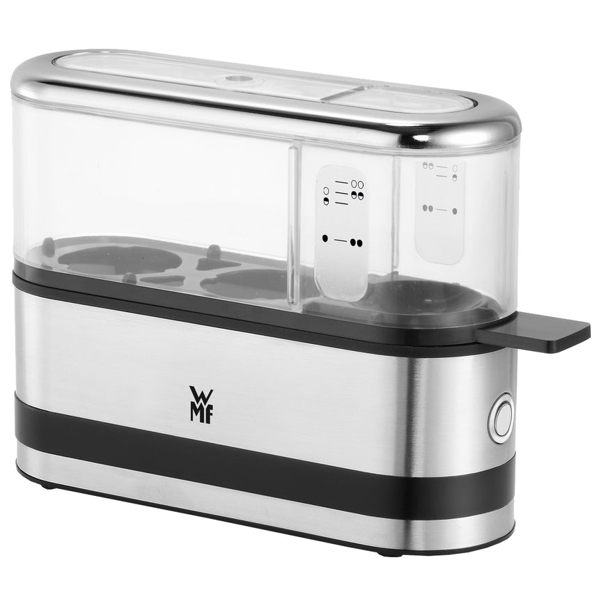 Fierbator oua WMF 41502001, 250 W, 2 oua, Capac din tritan, Semnal acustic automat oprire, Inox/Negru