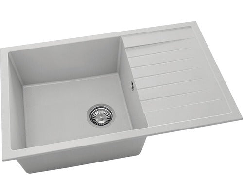 Chiuveta Bucatarie Cu O Cuva Fat Avangard 228 80x49 Cm, Cu Picurator, Reversibila, Fatgranit Light Grey
