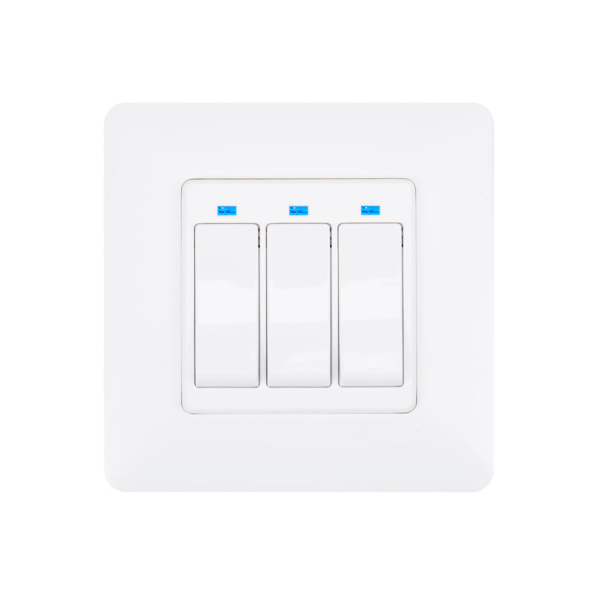 Intrerupator inteligent triplu PNI SmartHome WS323, W-Fi, APP TuyaSmart, compatibil Amazon Alexa/Google Home, Alb